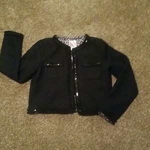 Girls lined sweater/jacket with sequin trim